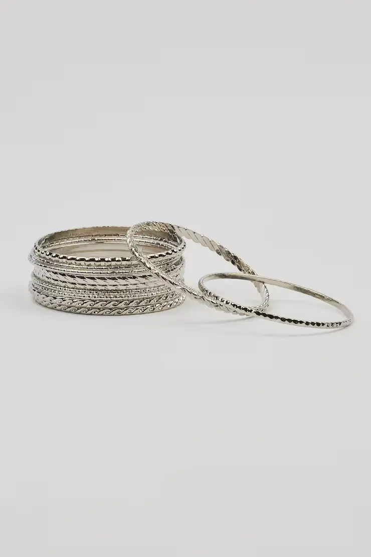 Set Of 11 Textured Bangles