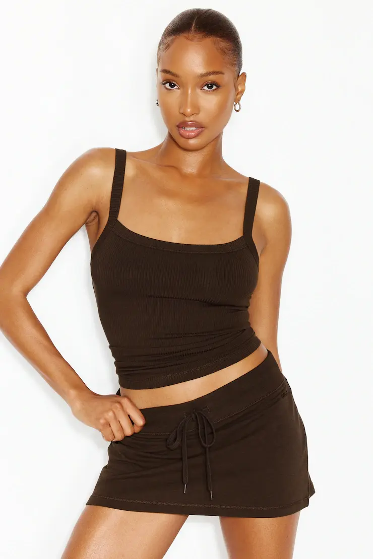 Open Neck Ribbed Cami Top
